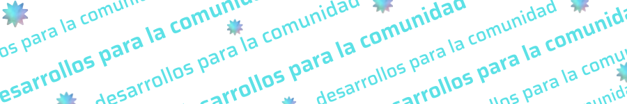 Un banner con el texto "desarrollos para la comunidad" en celeste